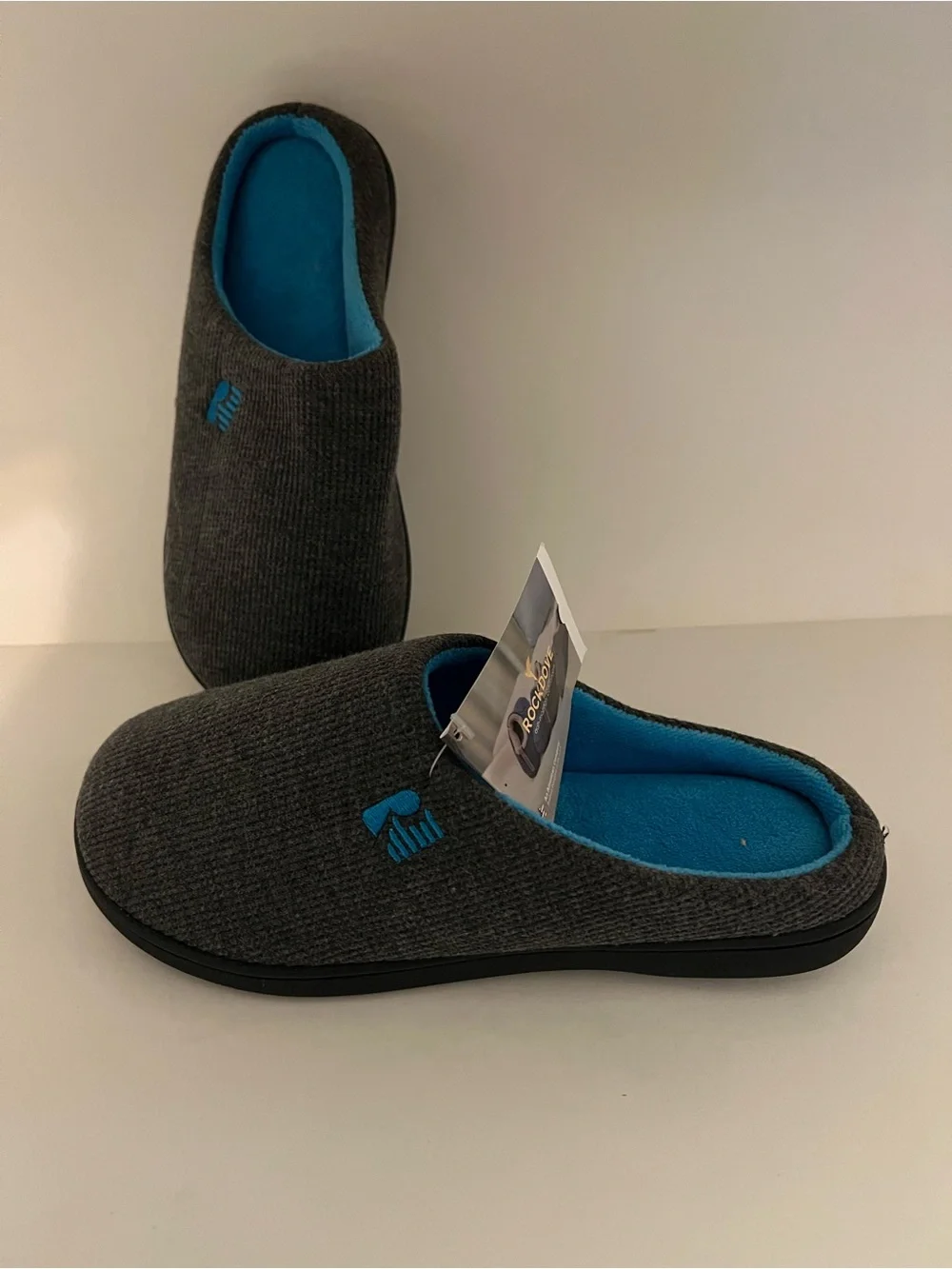 RockDove Men’s Gray Slip-On Comfort Loafers with Blue Lining